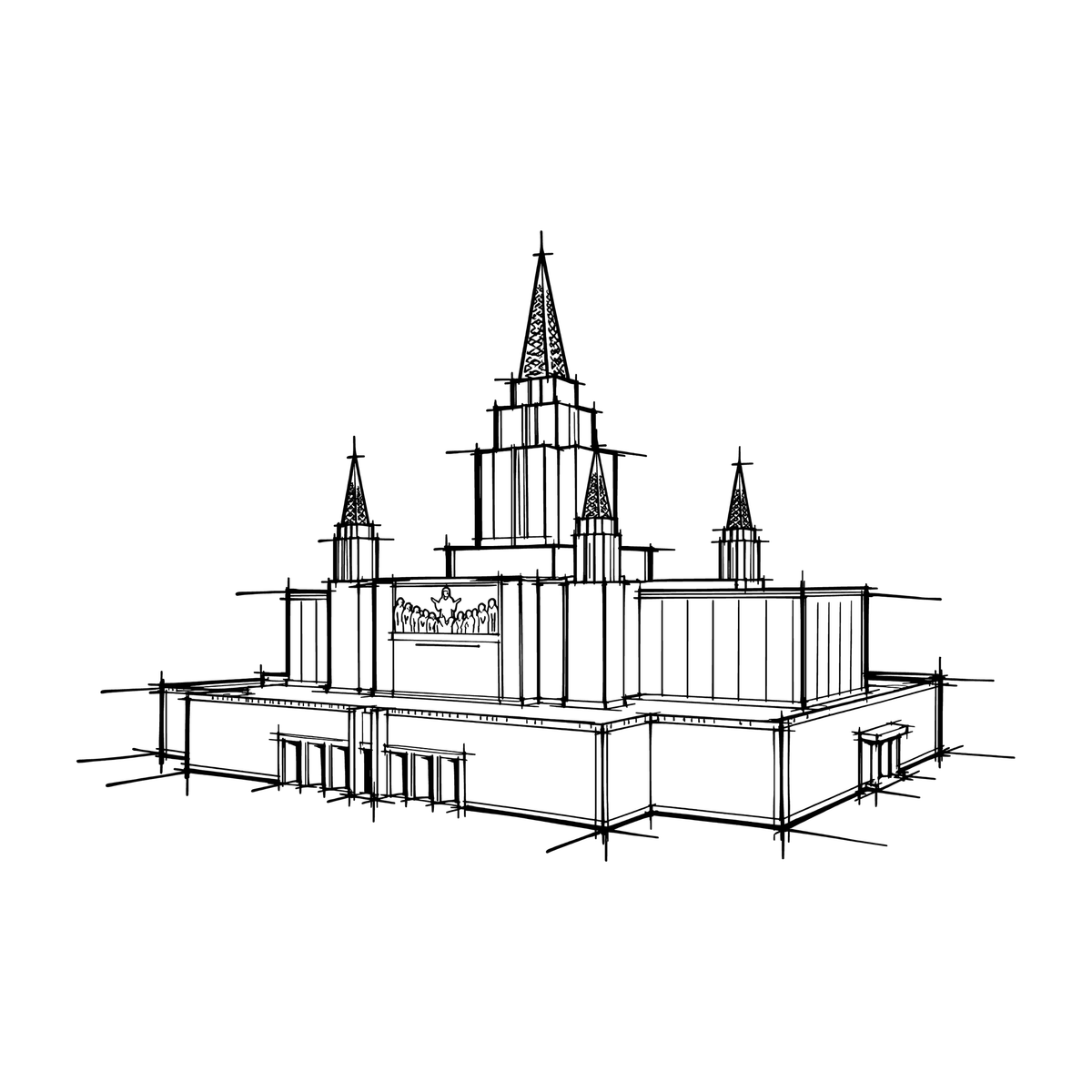 Temple line art close-up - Oakland