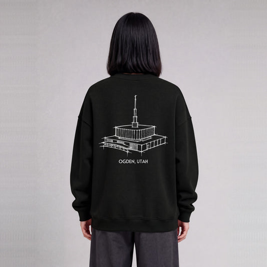Ogden Original Temple back print on model - Black