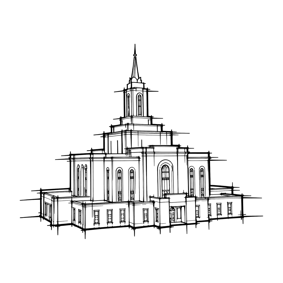Temple line art close-up - Orem