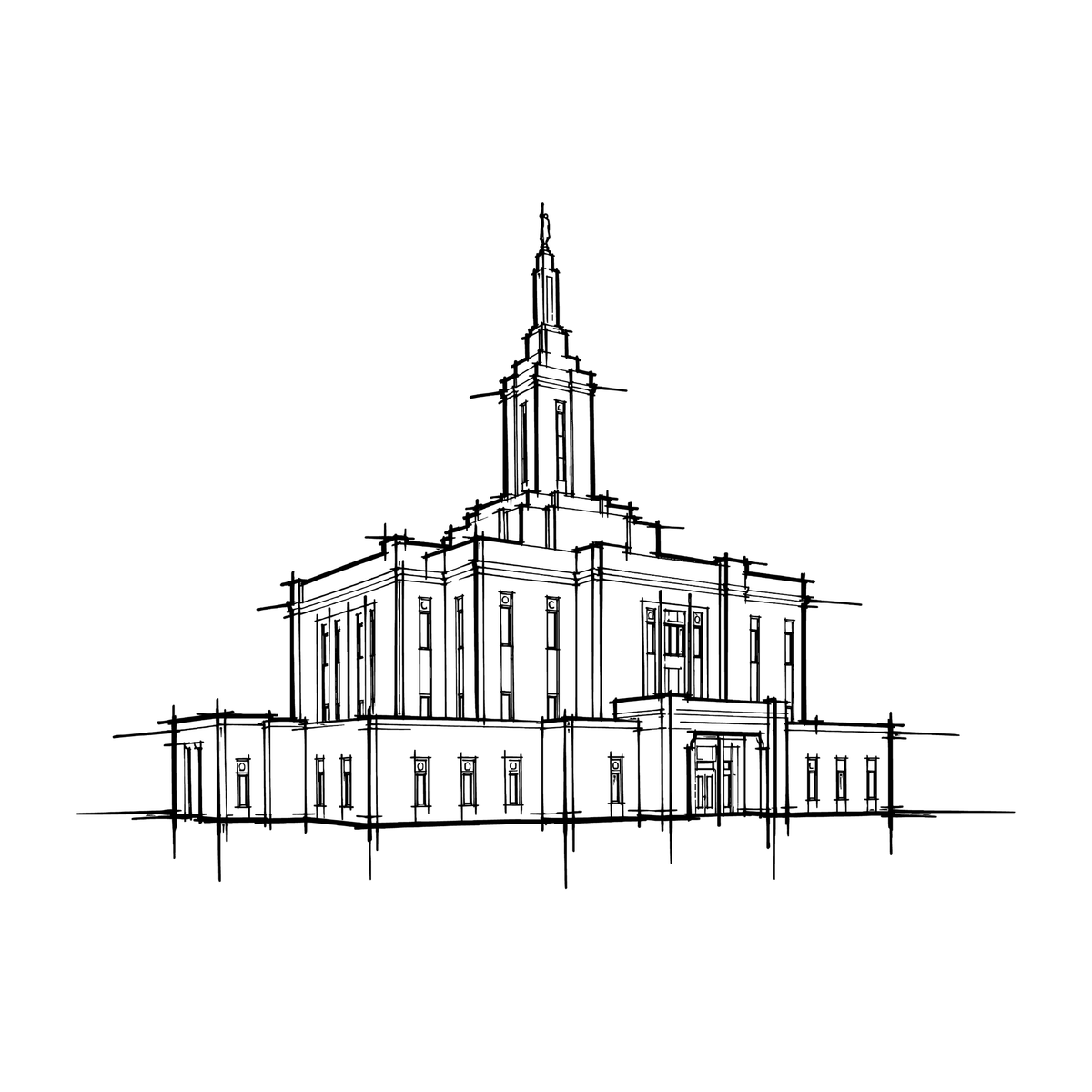 Temple line art close-up - Pocatello