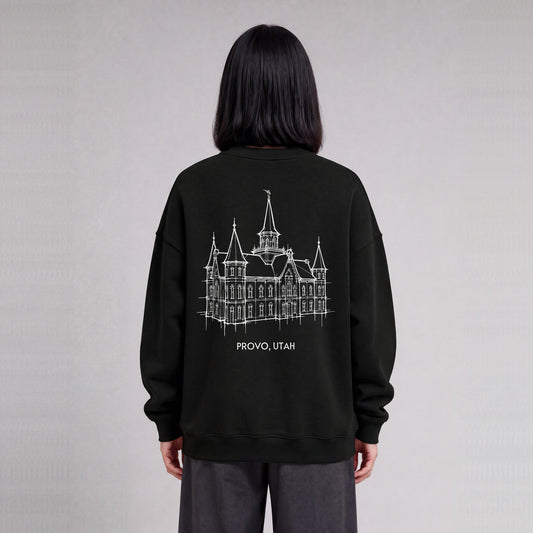 Provo City Center Temple back print on model - Black