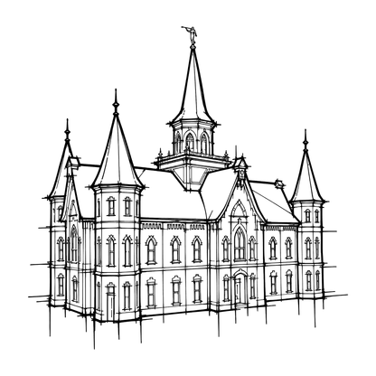 Temple line art close-up - Provo City Center