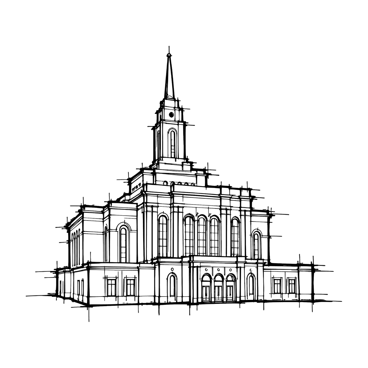 Temple line art close-up - Provo Rock Canyon*