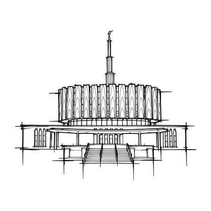 Temple line art close-up - Provo