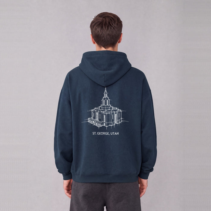 Ultra-soft Oversized Temple Hoodie (Red Cliffs)