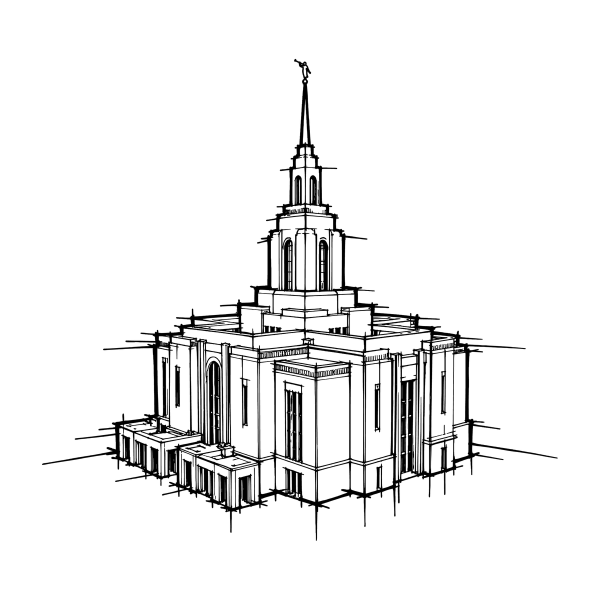 Temple line art close-up - Red Cliffs