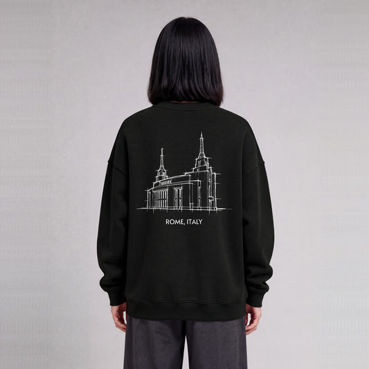 Rome Temple back print on model - Black