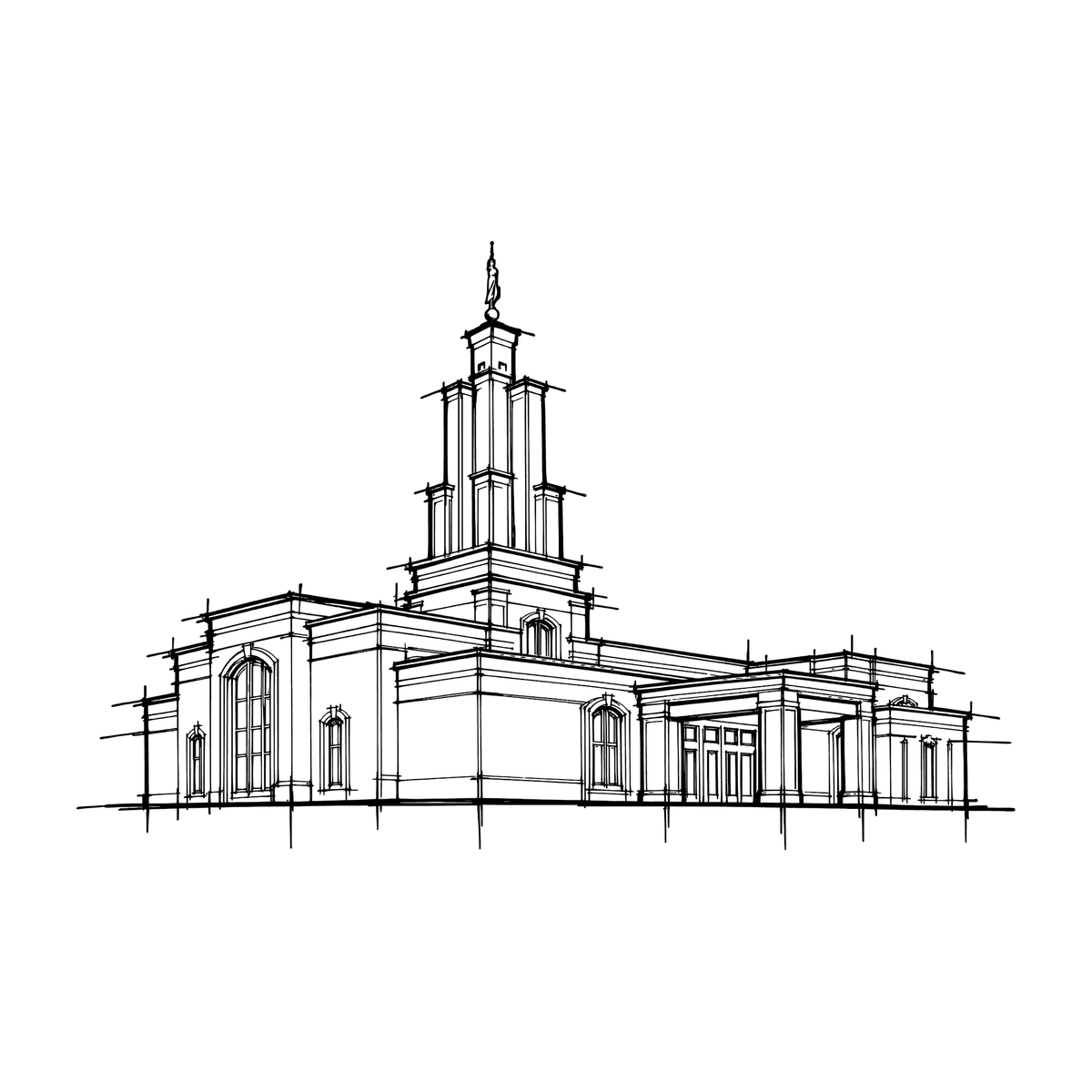 Temple line art close-up - San Antonio