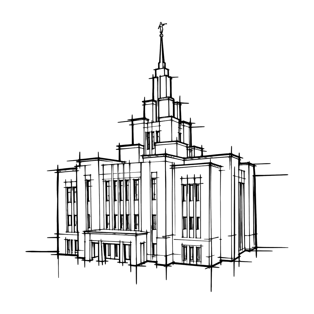 Temple line art close-up - Saratoga Springs