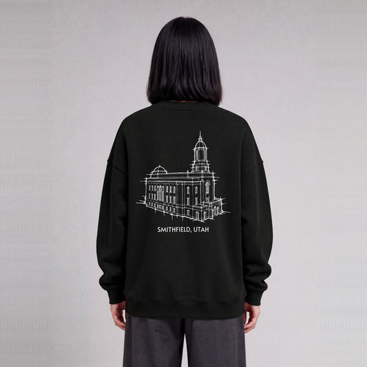 Smithfield Temple back print on model - Black