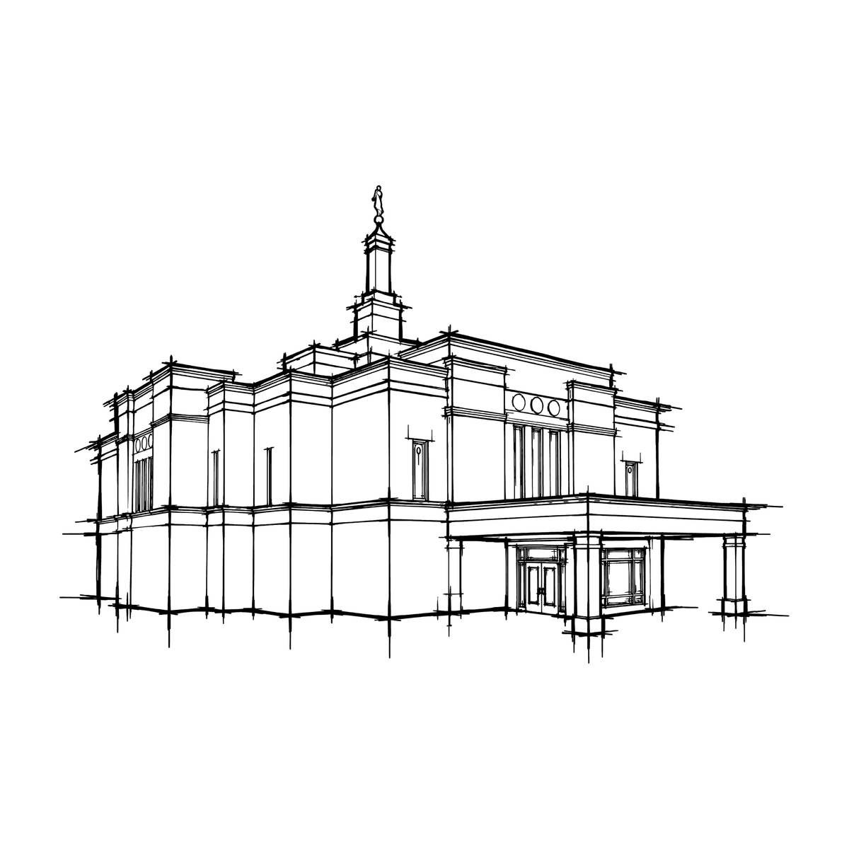 Temple line art close-up - Snowflake