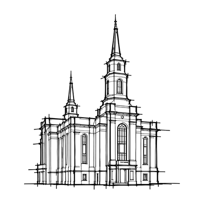 Temple line art close-up - Spanish Fork