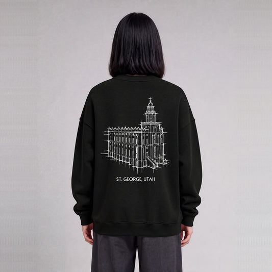 St. George Temple back print on model - Black