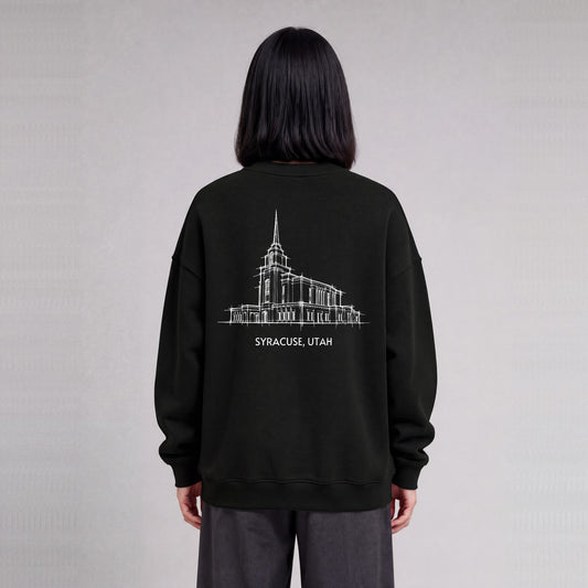 Syracuse Temple back print on model - Black