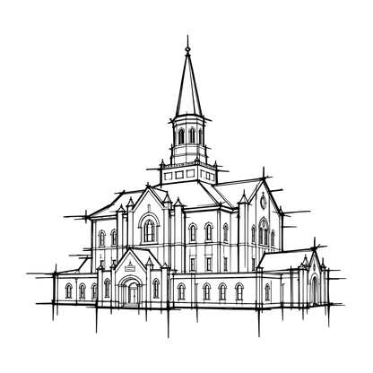 Temple line art close-up - Taylorsville