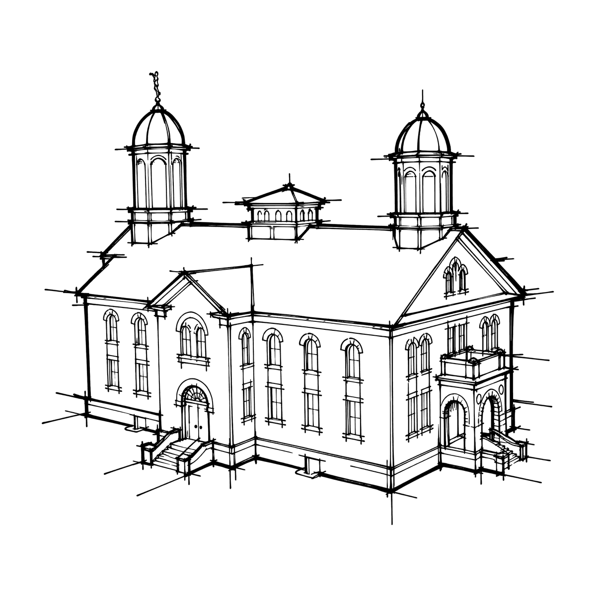 Temple line art close-up - Vernal