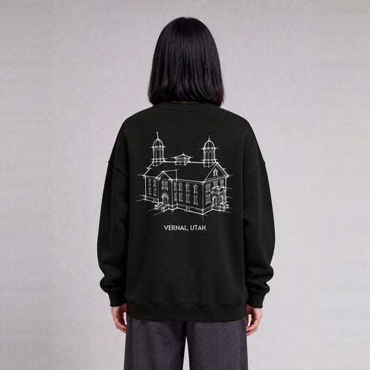 Vernal Temple back print on model - Black