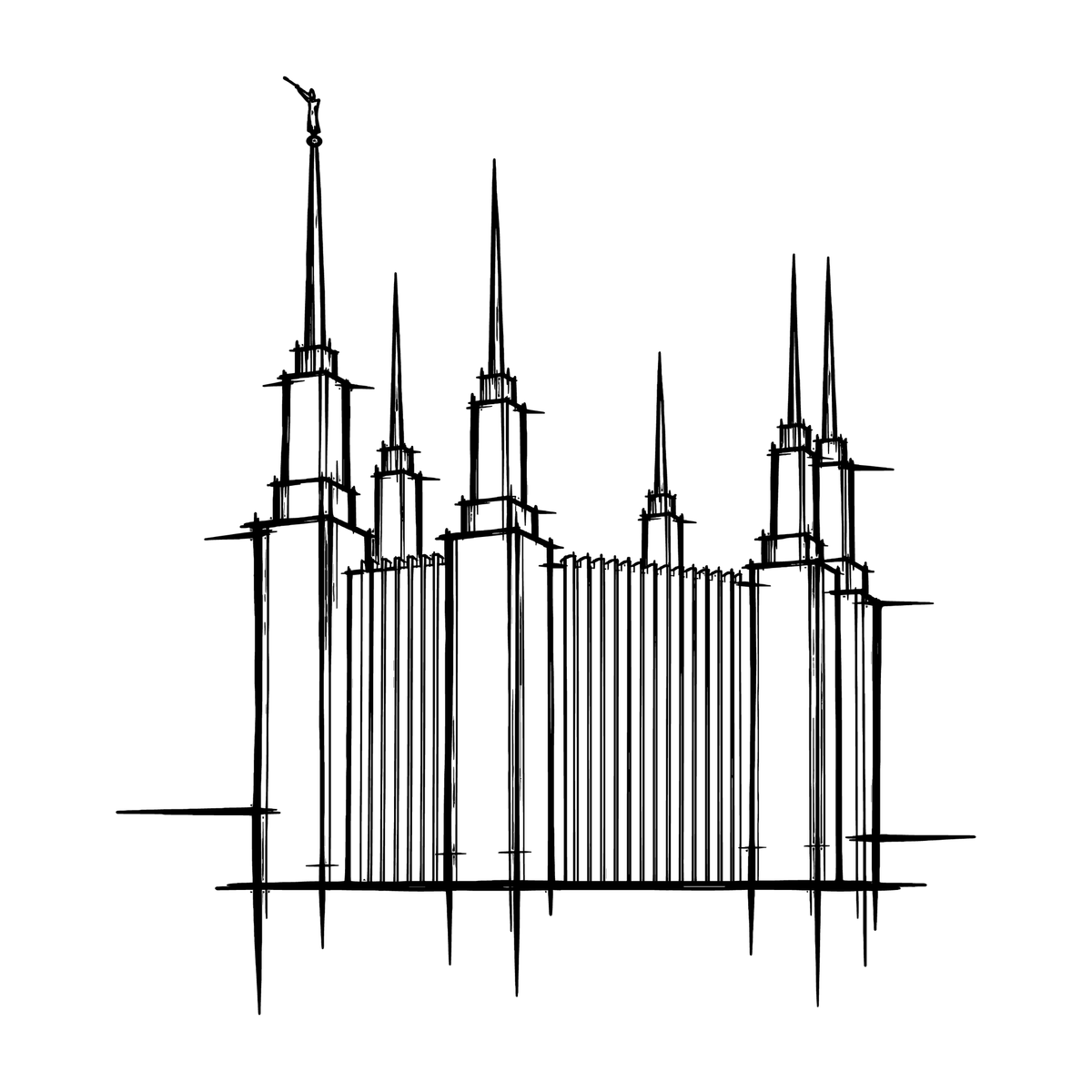 Temple line art close-up - Washington DC
