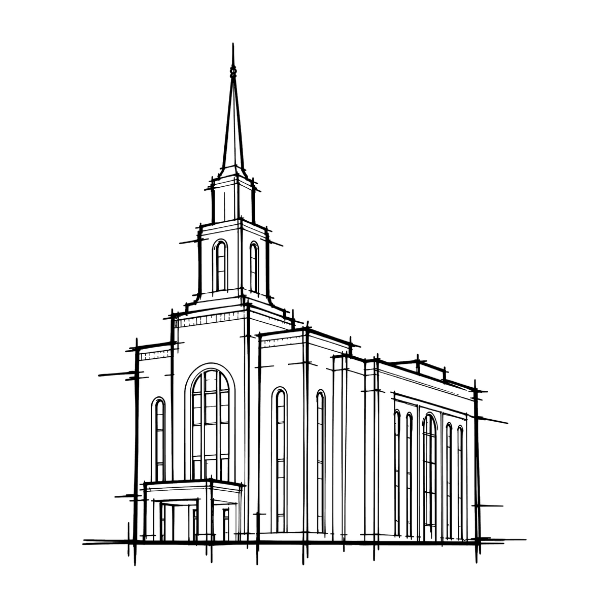 Temple line art close-up - West Jordan*