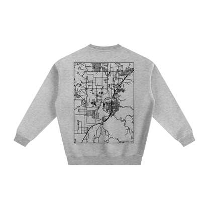 Cedar City map sweatshirt, back print - Heather Gray