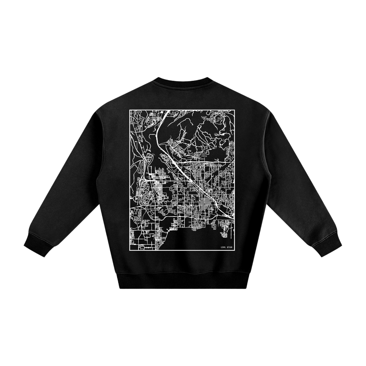 Lehi map sweatshirt, back print - Black