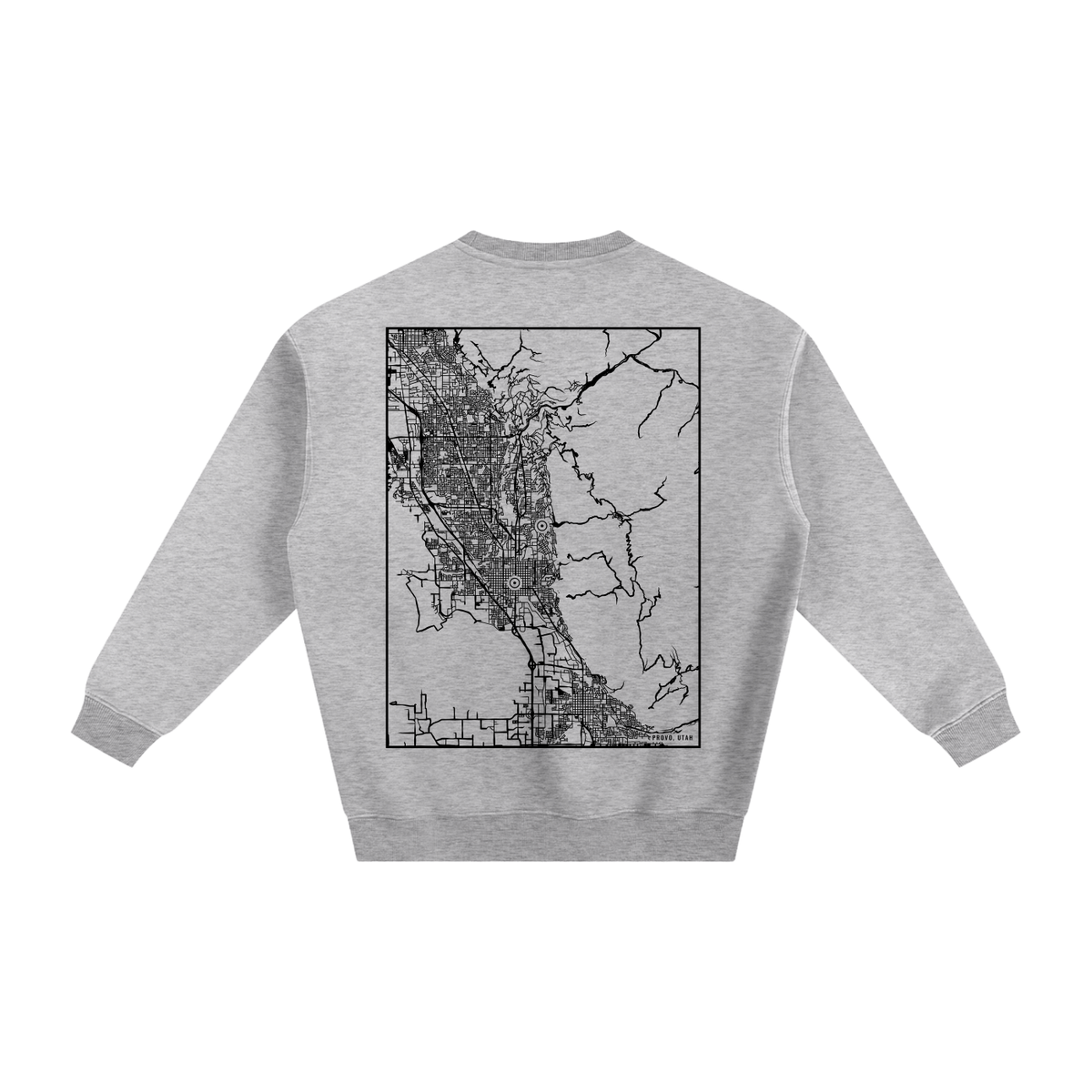 Provo map sweatshirt, back print - Heather Gray