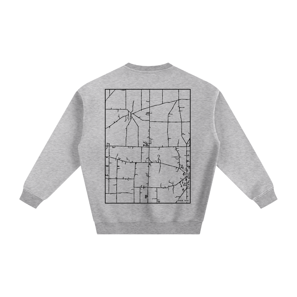Hiram map sweatshirt, back print - Heather Gray