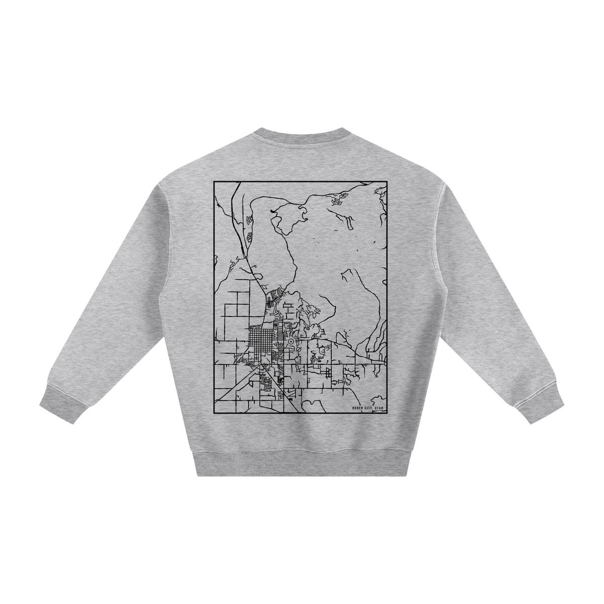 Heber City map sweatshirt, back print - Heather Gray