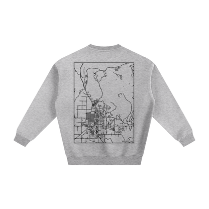 Heber City map sweatshirt, back print - Heather Gray