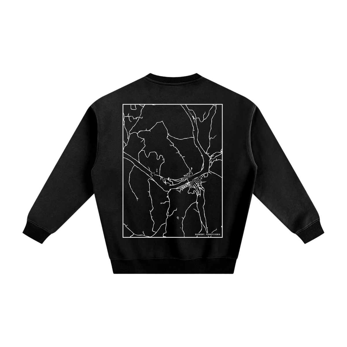Harmony map sweatshirt, back print - Black