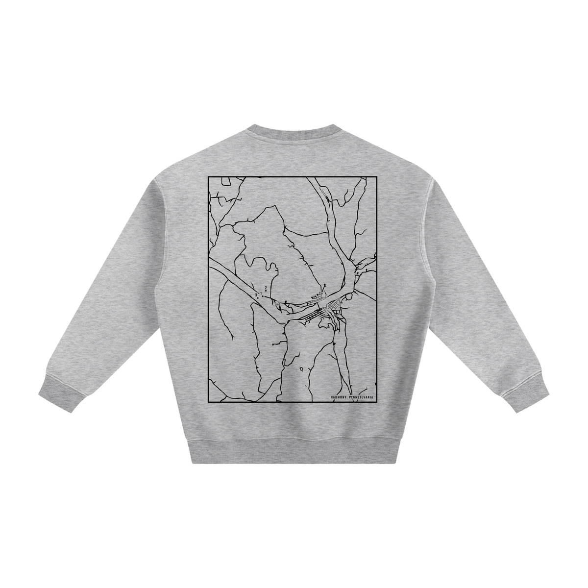 Harmony map sweatshirt, back print - Heather Gray