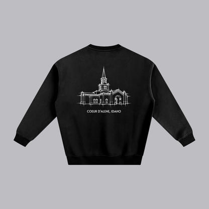Coeur d'Alene Temple back print flat lay - Black