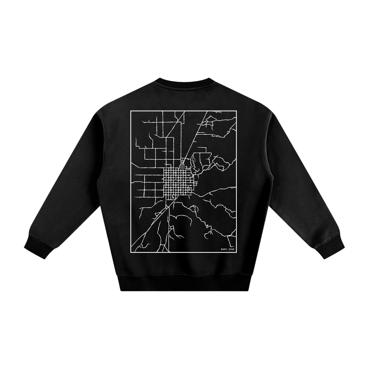 Manti map sweatshirt, back print - Black