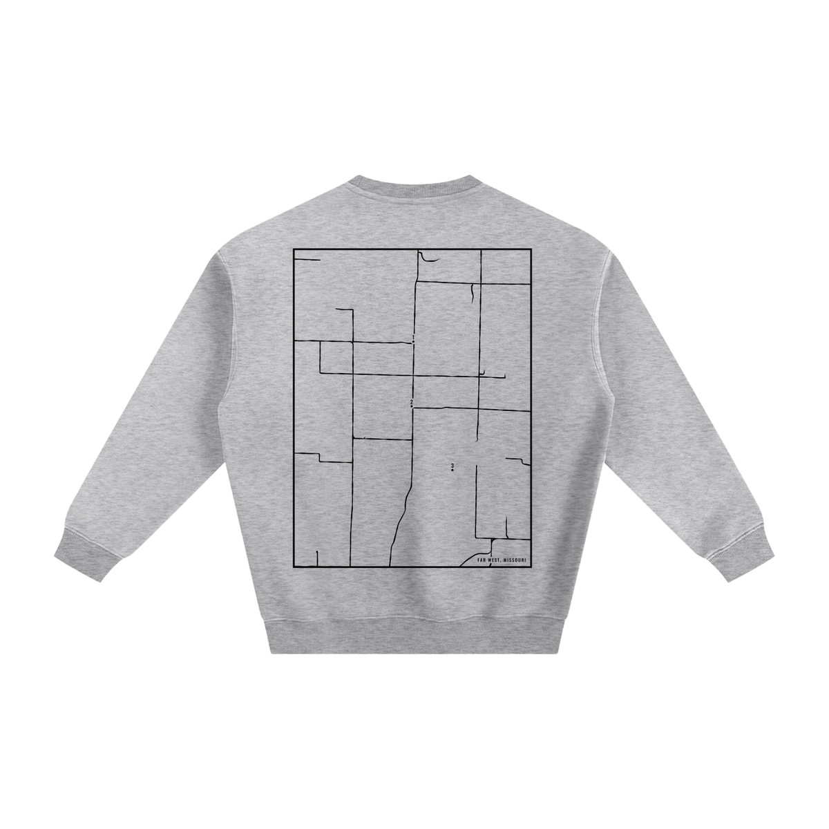 Far West map sweatshirt, back print - Heather Gray