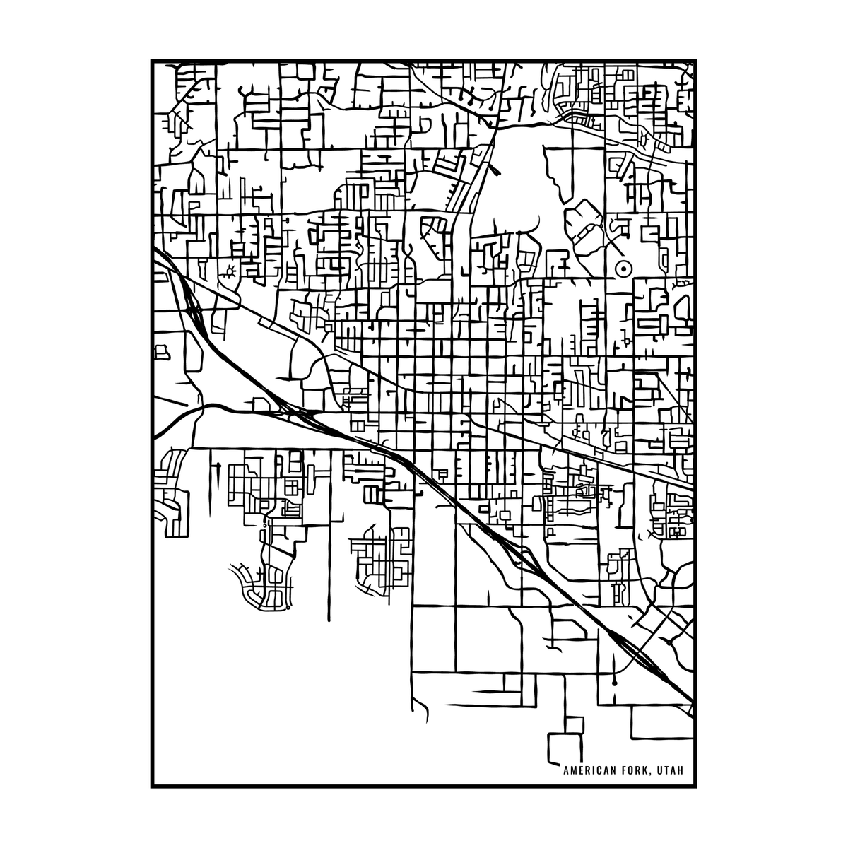 City map art close-up - American Fork