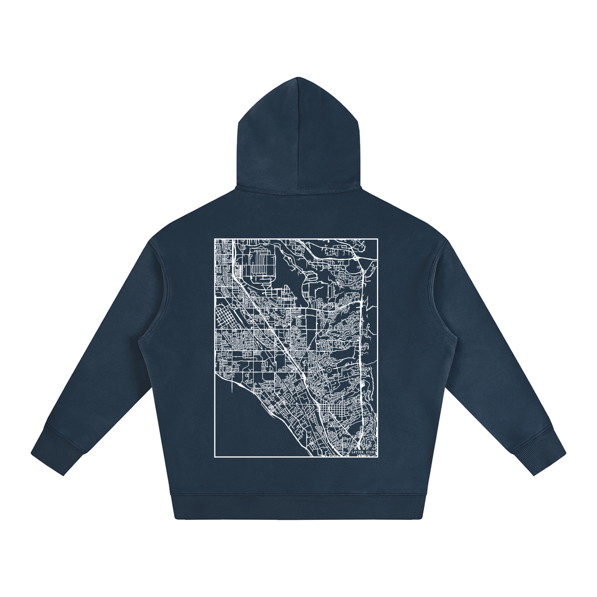 Layton map hoodie, back print - Navy Blue