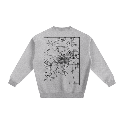 Cody map sweatshirt, back print - Heather Gray
