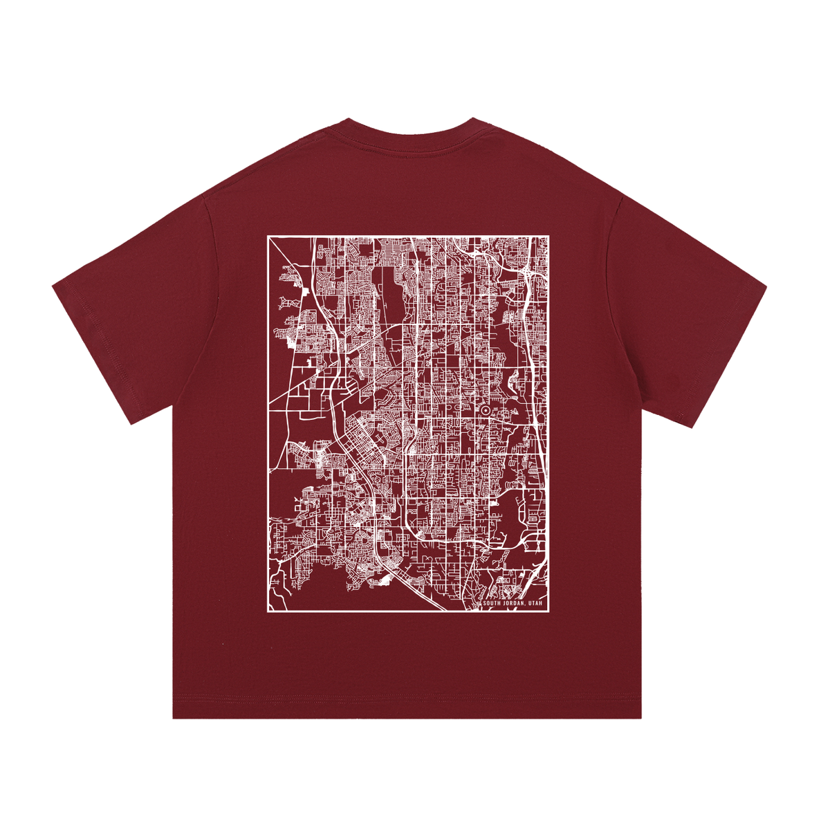 South Jordan map tee, back print - Maroon