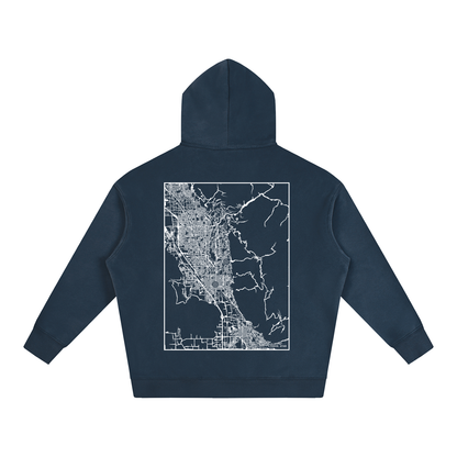 Provo map hoodie, back print - Navy Blue