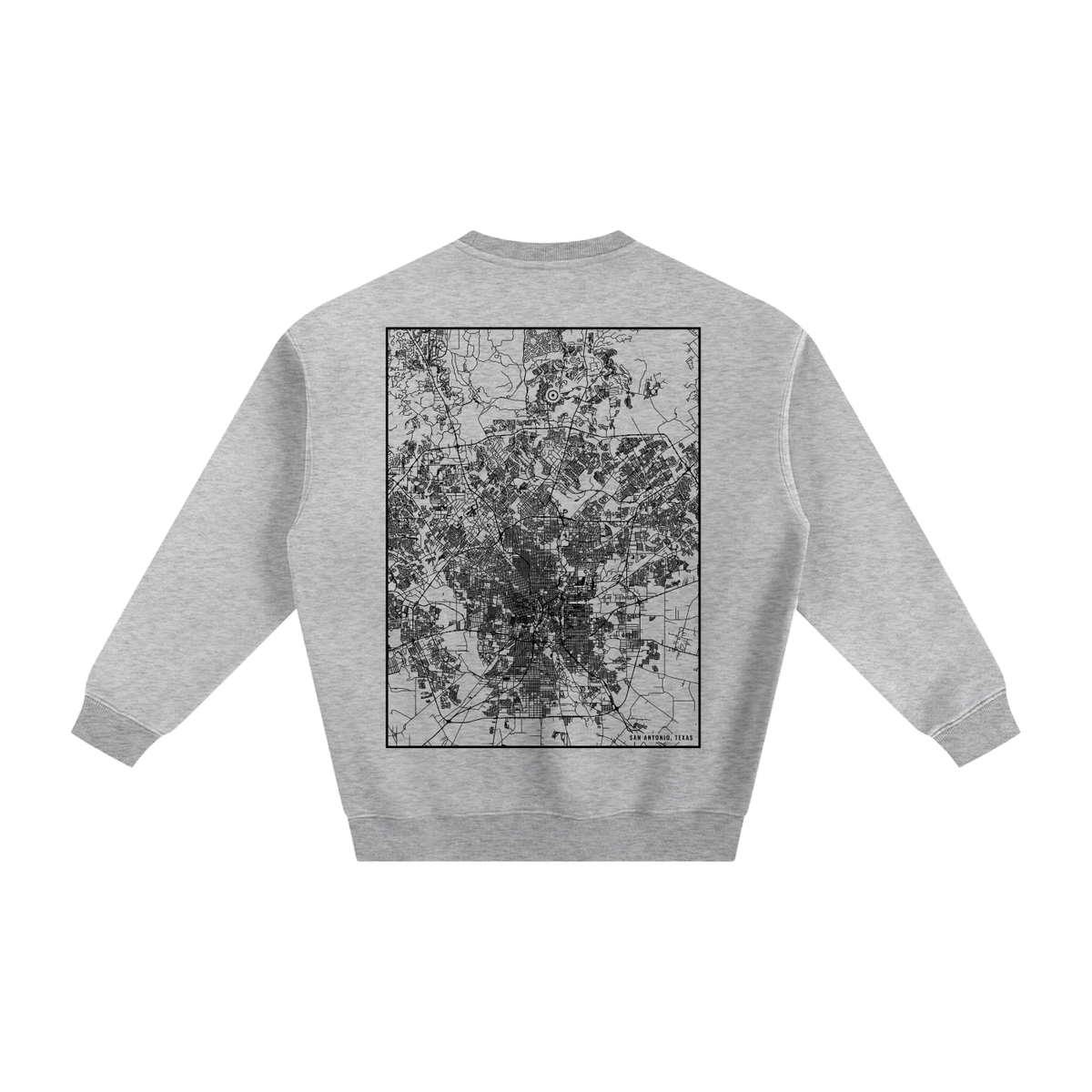 San Antonio map sweatshirt, back print - Heather Gray