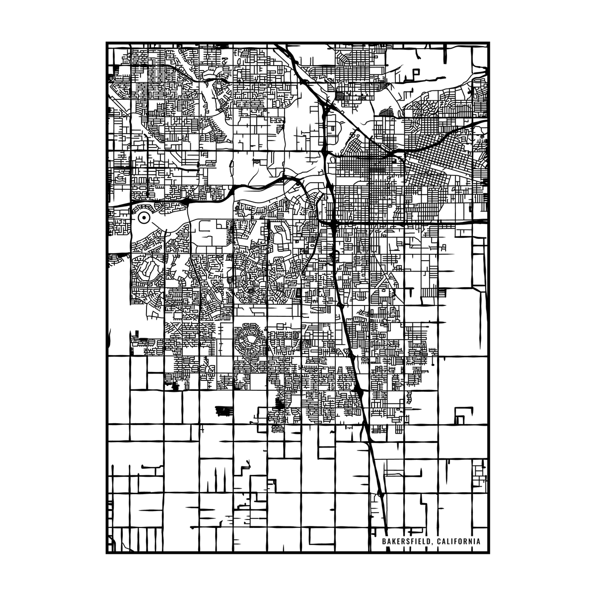 City map art close-up - Bakersfield