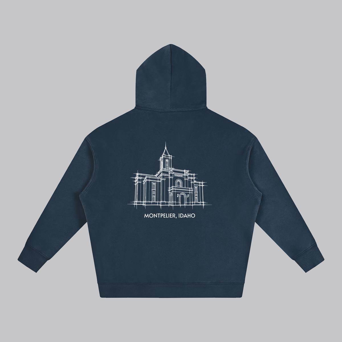 Montpelier Temple back print flat lay - Navy Blue