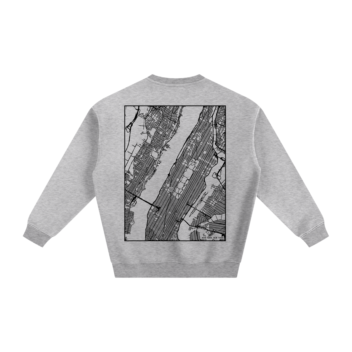 New York map sweatshirt, back print - Heather Gray