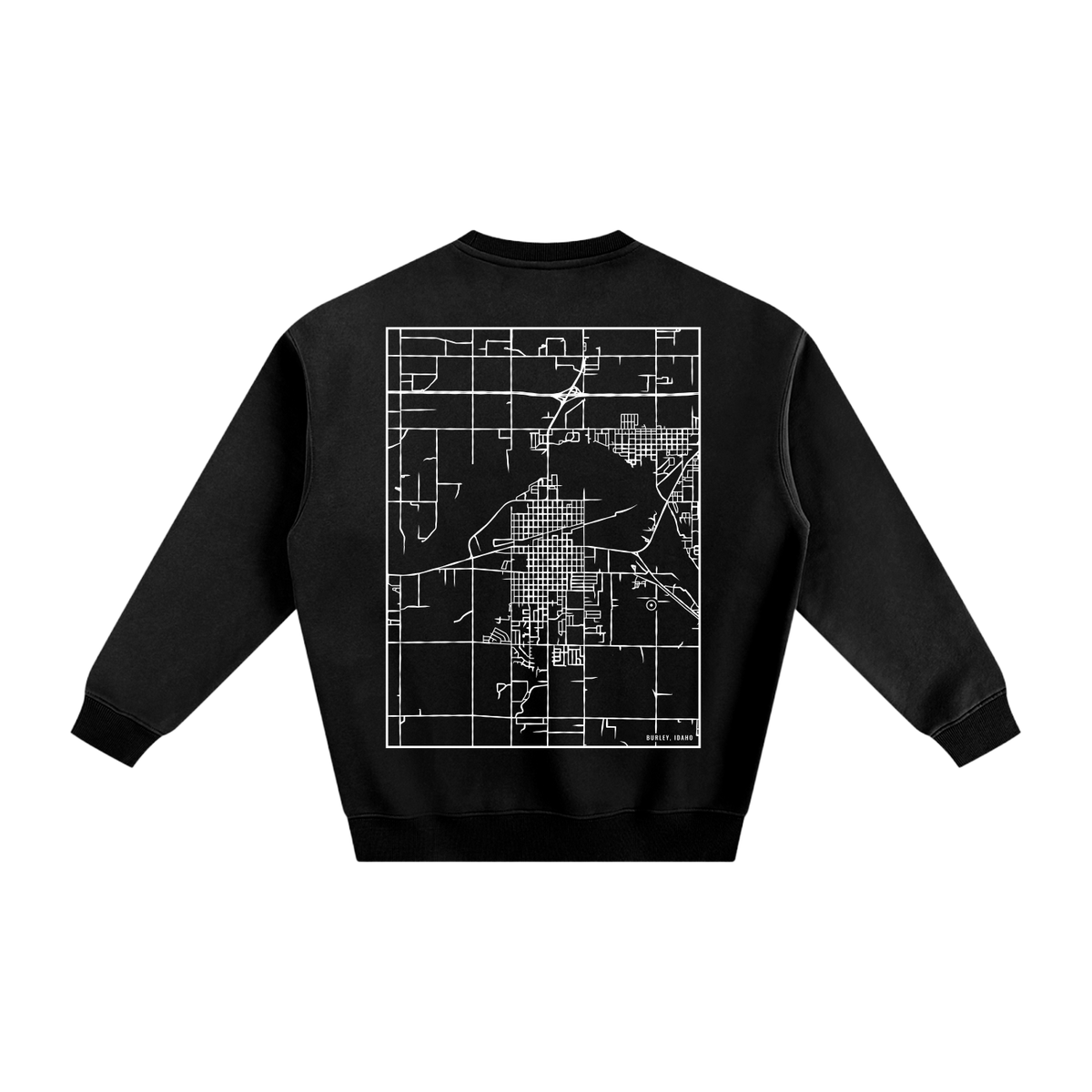 Burley map sweatshirt, back print - Black