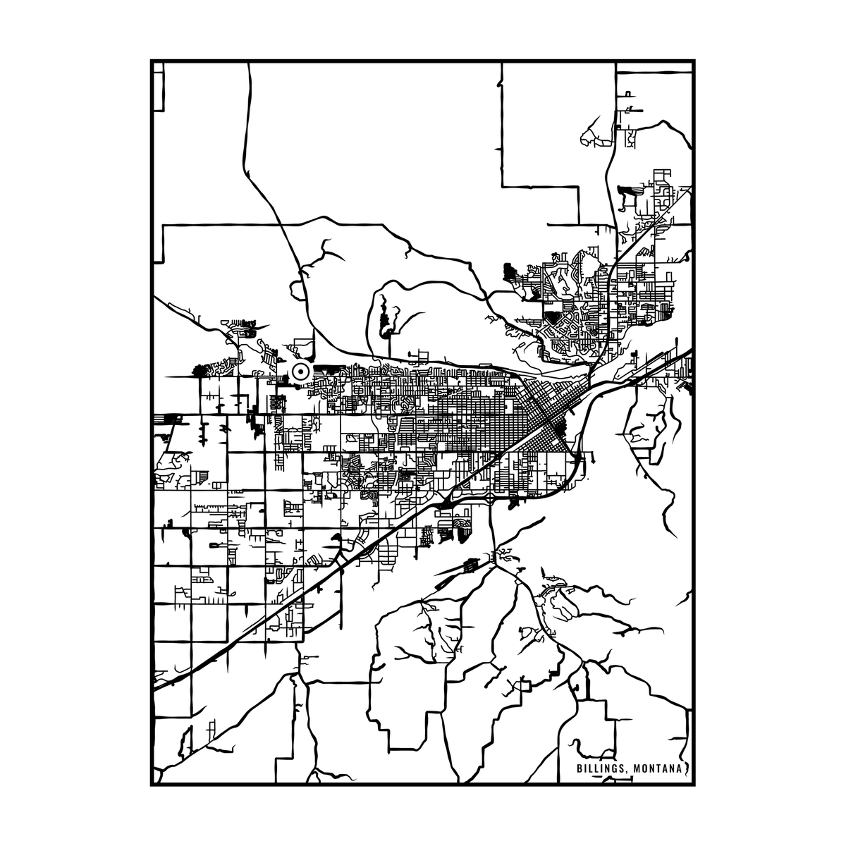 City map art close-up - Billings