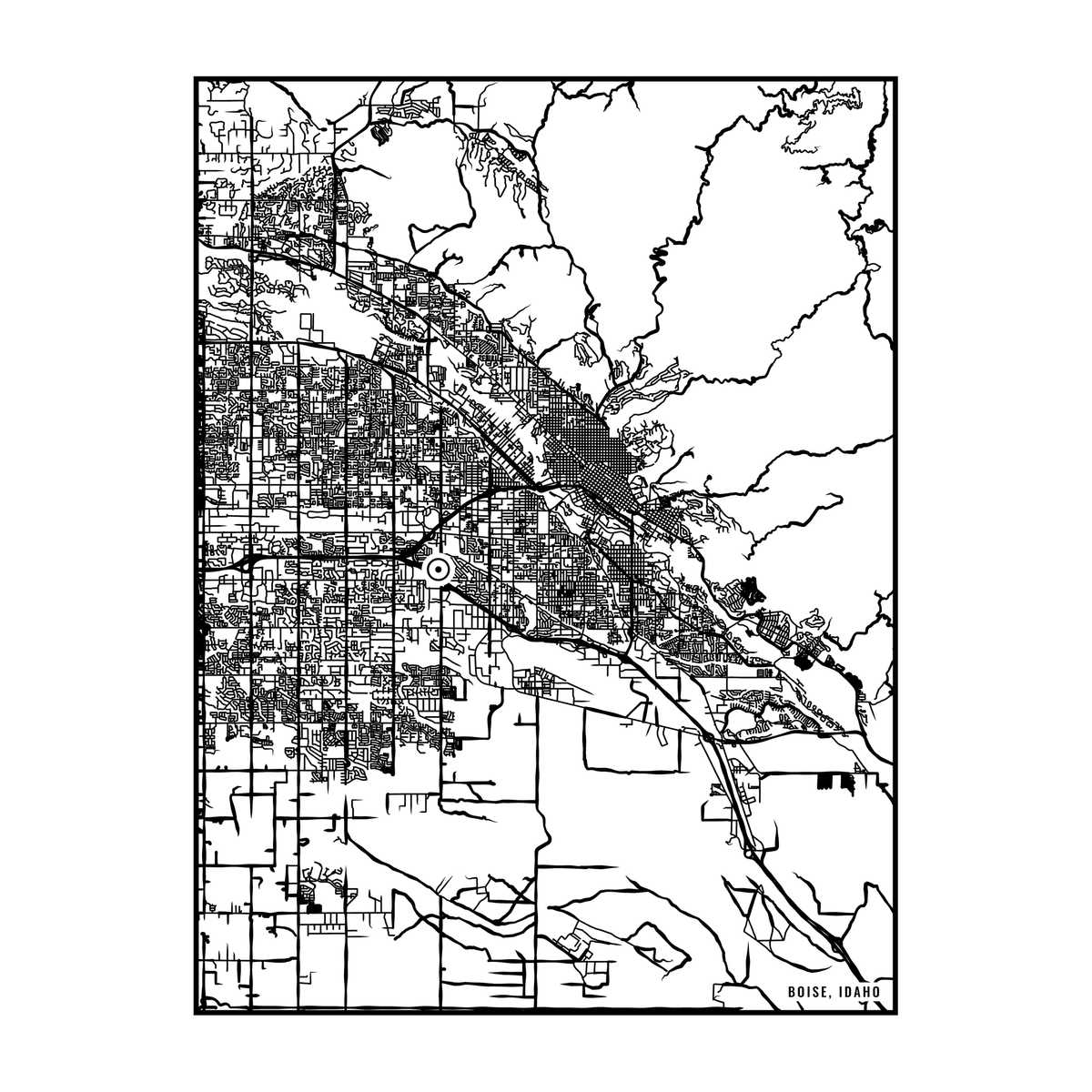 City map art close-up - Boise