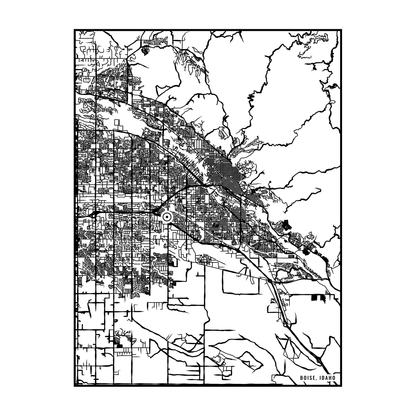 City map art close-up - Boise
