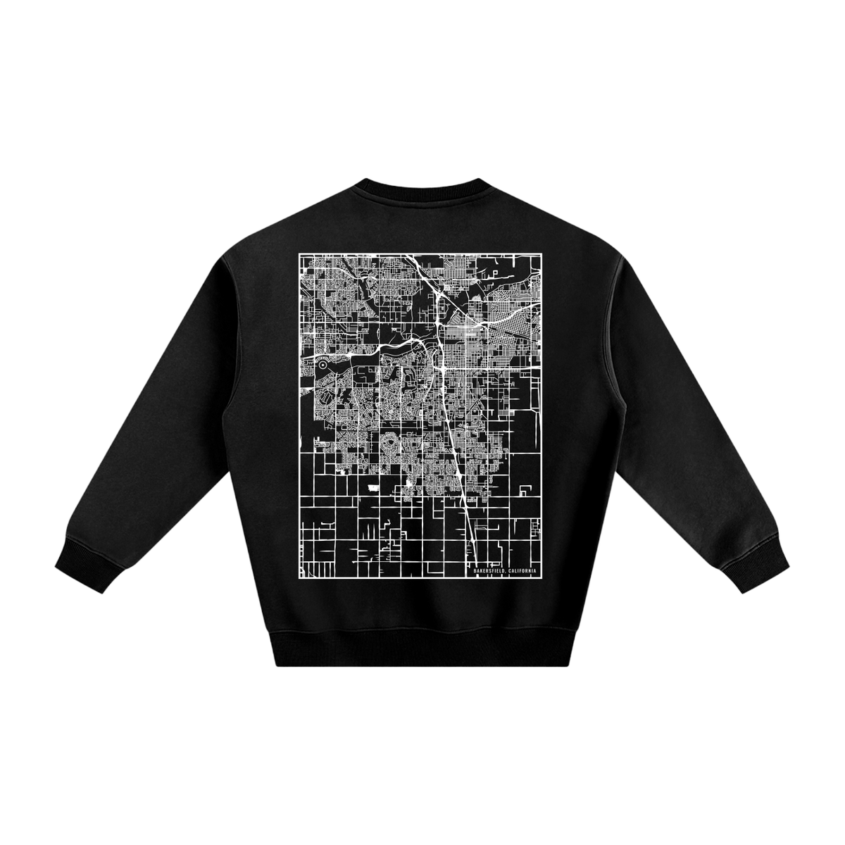 Bakersfield map sweatshirt, back print - Black
