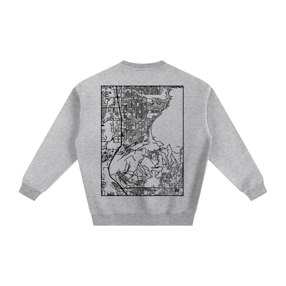 Draper map sweatshirt, back print - Heather Gray