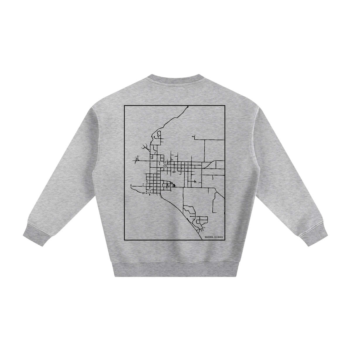 Nauvoo map sweatshirt, back print - Heather Gray